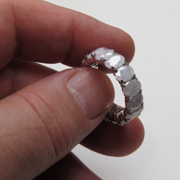 *925 Sterling Silver Crystal Quartz Ring Band - Picture 2 of 5